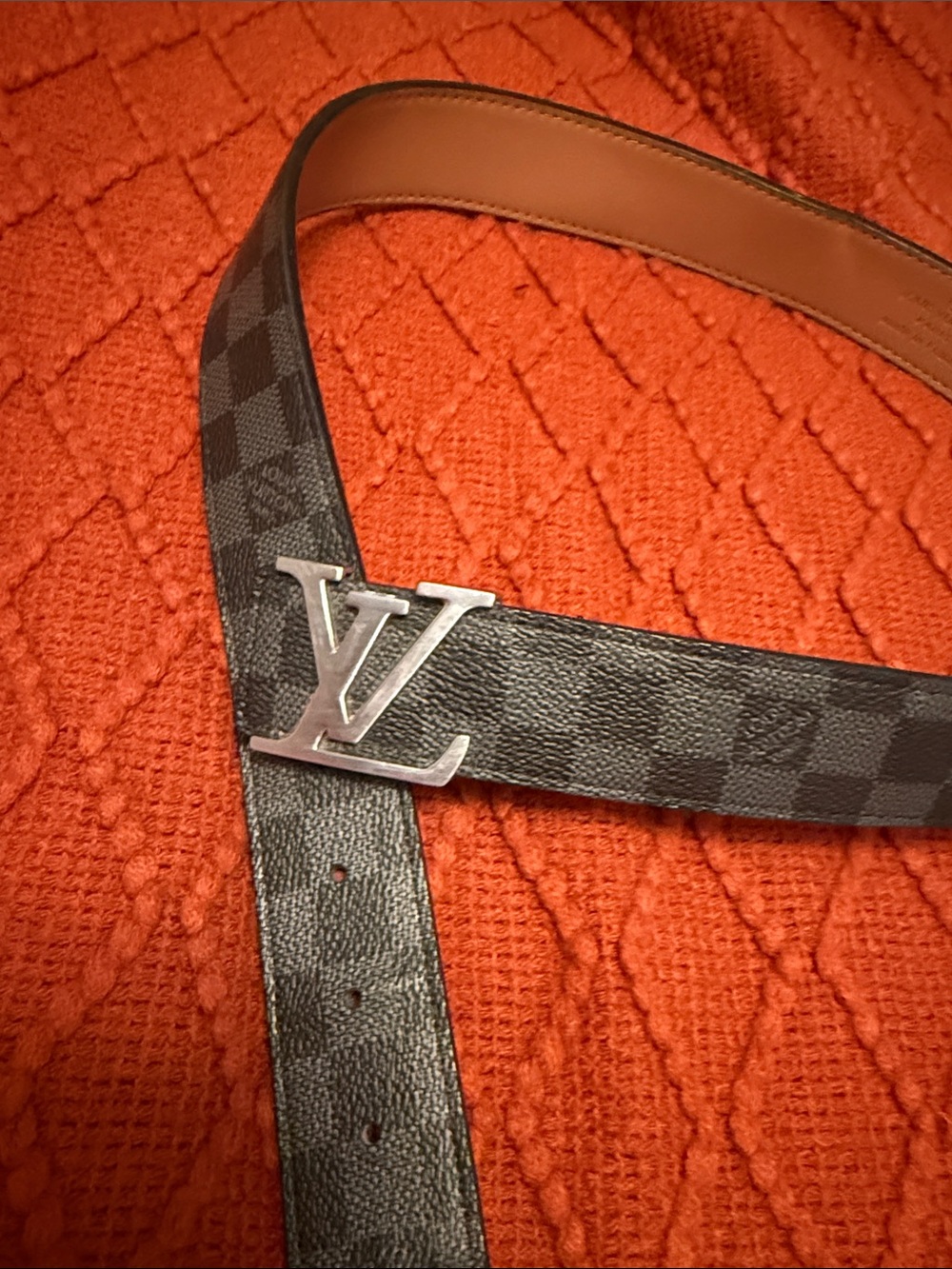 Louis Vuitton Black Damier Canvas Belt with Silver LV Buckle